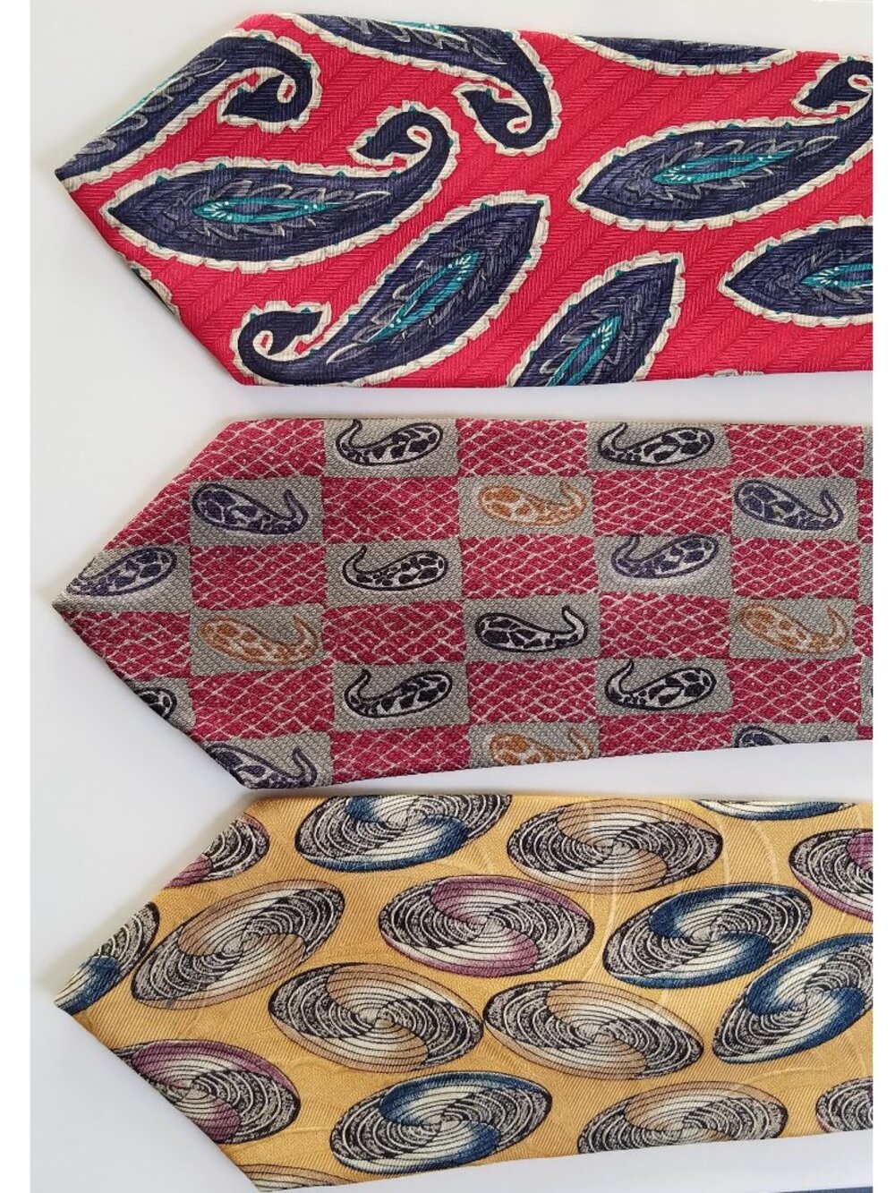 Lot of 3 Robert Talbott Nordstrom Silk Tie Mens Neckwear Red Blue Yellow Paisley